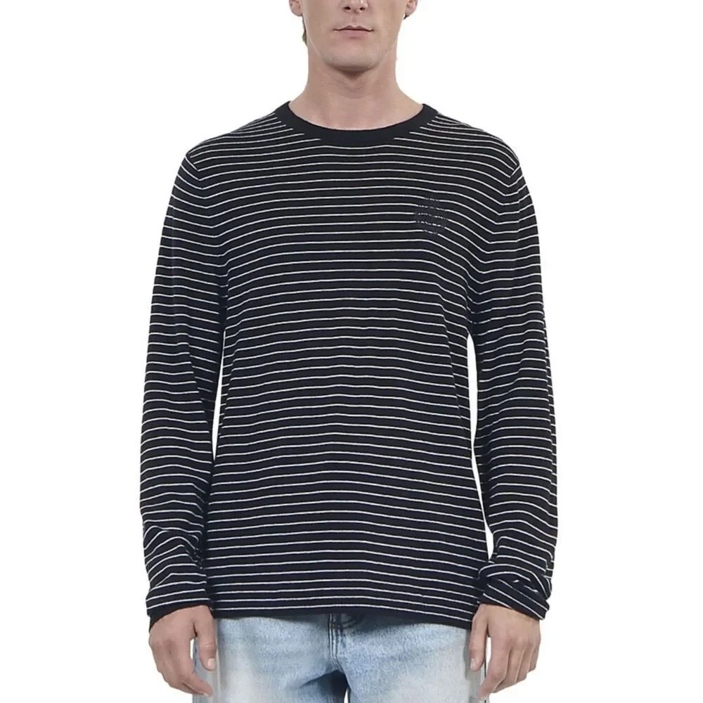 $355 The Kooples Embroidered Blazon Crewneck Sweater In Black/White  NWT
